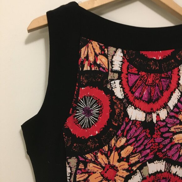 Canadian Clientele Abstract Floral Bohemian Black Trim Mini Dress - Picture 6 of 16